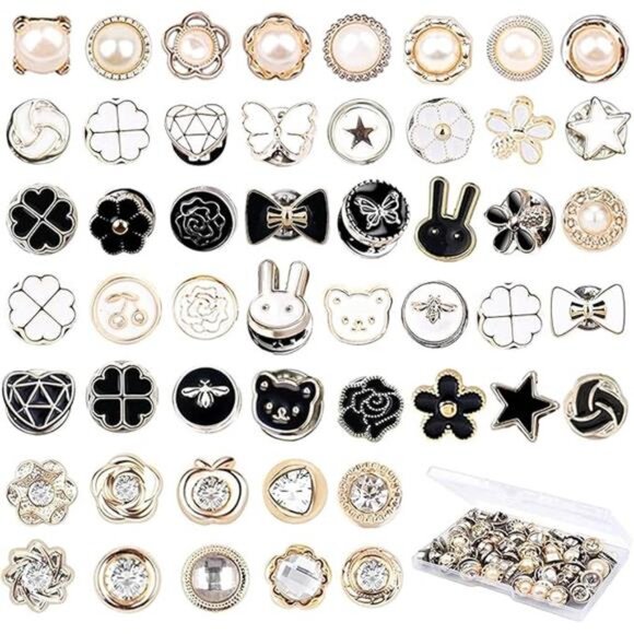 100 Sets Pearl Brooch Buttons, No Sew Instant Removable Reusable Cover Up - Picture 7 of 7